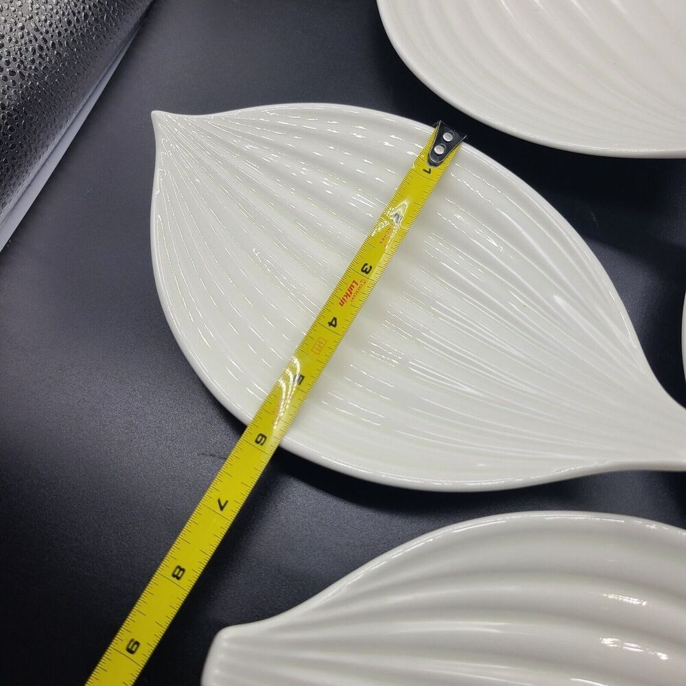 Set (5) Vintage MCM USA Serving Plates Dishes Ceramic Onion Ribbed Bowls - Picture 4 of 11